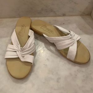 White Leather Strapped Flats by ONEX